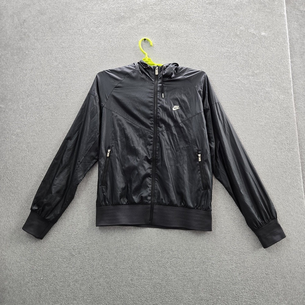 Nike Women Jacket XL Black Windrunner Hooded Lightweight